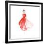 Vector Watercolor Fashion Catwalk Model Silhouette for Beauty Illustration-overkoffeined-Framed Art Print
