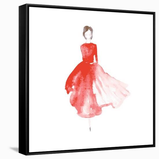 Vector Watercolor Fashion Catwalk Model Silhouette for Beauty Illustration-overkoffeined-Framed Stretched Canvas