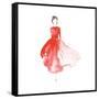 Vector Watercolor Fashion Catwalk Model Silhouette for Beauty Illustration-overkoffeined-Framed Stretched Canvas