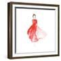 Vector Watercolor Fashion Catwalk Model Silhouette for Beauty Illustration-overkoffeined-Framed Art Print