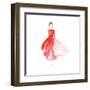 Vector Watercolor Fashion Catwalk Model Silhouette for Beauty Illustration-overkoffeined-Framed Art Print