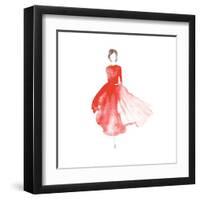 Vector Watercolor Fashion Catwalk Model Silhouette for Beauty Illustration-overkoffeined-Framed Art Print