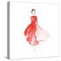 Vector Watercolor Fashion Catwalk Model Silhouette for Beauty Illustration-overkoffeined-Stretched Canvas