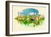 Vector Watercolor Illustration of Panoramic Paris-trentemoller-Framed Art Print