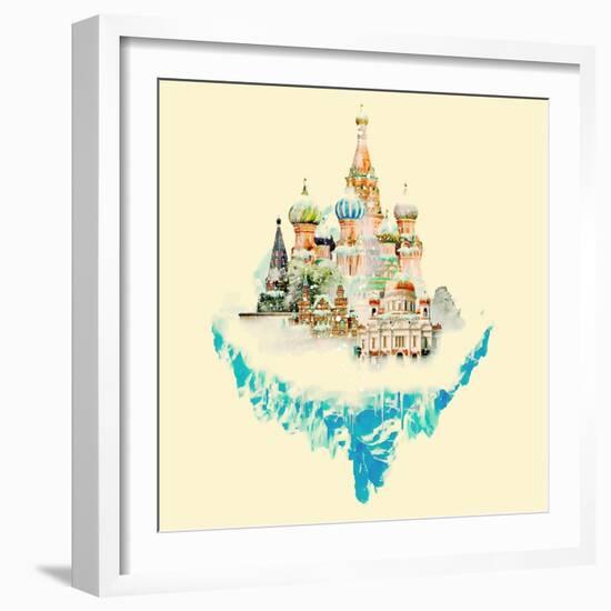 Vector Watercolor Moscow City Illustration-trentemoller-Framed Art Print