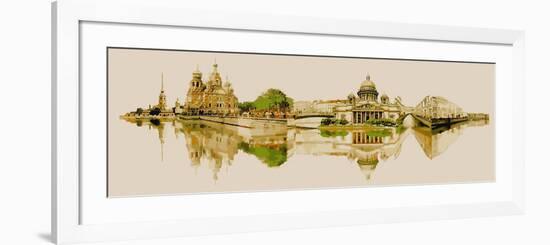 Vector Watercolor Panoramic Saint Petersburg Illustration-trentemoller-Framed Art Print