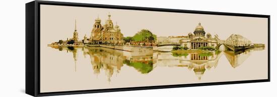 Vector Watercolor Panoramic Saint Petersburg Illustration-trentemoller-Framed Stretched Canvas