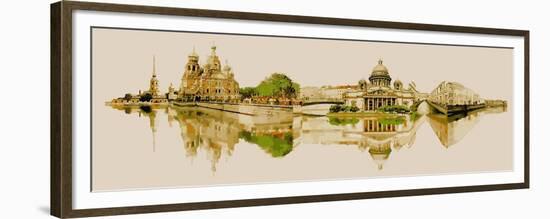 Vector Watercolor Panoramic Saint Petersburg Illustration-trentemoller-Framed Premium Giclee Print