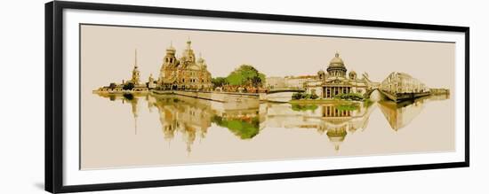 Vector Watercolor Panoramic Saint Petersburg Illustration-trentemoller-Framed Premium Giclee Print