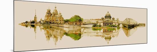 Vector Watercolor Panoramic Saint Petersburg Illustration-trentemoller-Mounted Premium Giclee Print