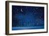 Vector Winter Wonderland Night Background.-rvika-Framed Art Print