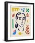 Vector Woman Art Poster. Matisse Inspired Hand Drawn Contemporary Portrait for Print Wall Art Decor-MaryliaDesign-Framed Photographic Print