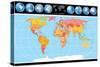 Vector World Map with Globes-PILart-Stretched Canvas