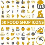50 Food Shop Icons, Signss Set-VectorForever-Laminated Art Print