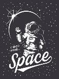 T-Shirt Design Print. Space Theme. Monochrome Style-VectorPot-Mounted Art Print