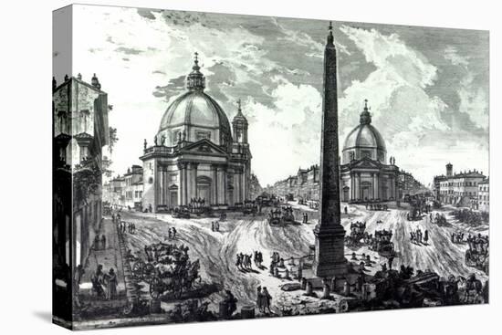 Veduta Della Piazza Del Popolo, C.1750-Giovanni Battista Piranesi-Stretched Canvas