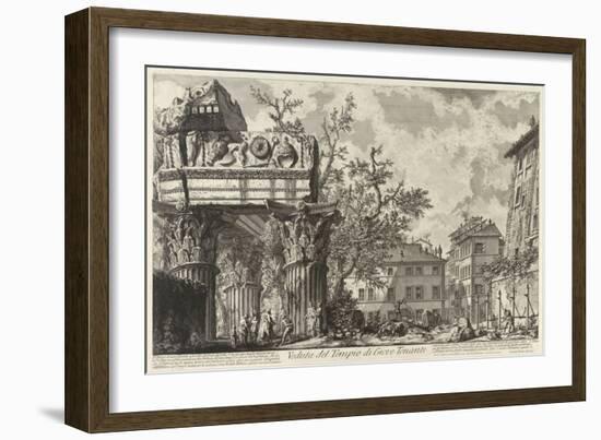 Veduta with the Temple of Jupiter Tonans, C. 1755-Giovanni Battist Piranesi-Framed Giclee Print