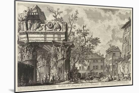 Veduta with the Temple of Jupiter Tonans, C. 1755-Giovanni Battist Piranesi-Mounted Giclee Print