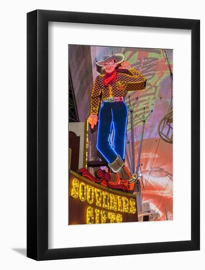 Vegas Vic Cowboy Neon Sign, Fremont Experience, Las Vegas-Michael DeFreitas-Framed Photographic Print
