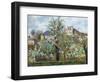 Vegetable Garden and Trees in Blossom, Spring, Pontoise-Camille Pissarro-Framed Art Print