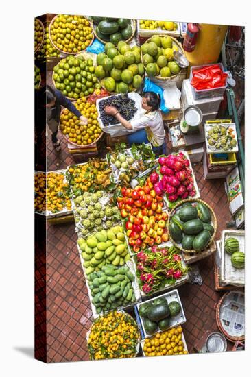 Vegetable Market in Central Hanoi, Vietnam-Peter Adams-Stretched Canvas