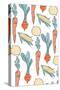 Vegetable Pattern - Letterpress-Lantern Press-Stretched Canvas
