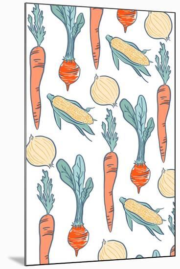 Vegetable Pattern - Letterpress-Lantern Press-Mounted Art Print
