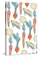 Vegetable Pattern - Letterpress-Lantern Press-Stretched Canvas