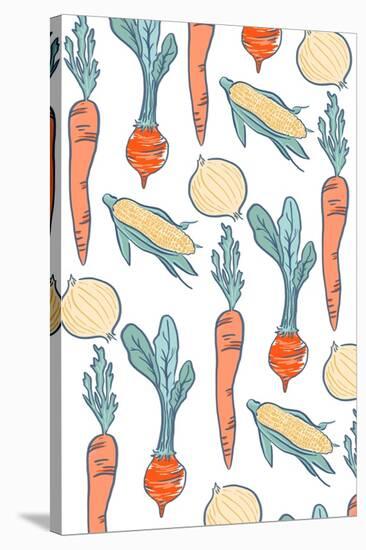 Vegetable Pattern - Letterpress-Lantern Press-Stretched Canvas