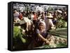 Vegetable Seller, Osh Bazaar, Bishkek, Kyrgyzstan, Central Asia-Upperhall-Framed Stretched Canvas