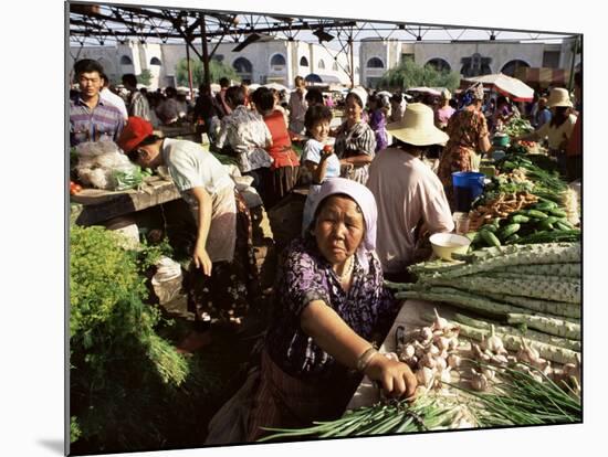 Vegetable Seller, Osh Bazaar, Bishkek, Kyrgyzstan, Central Asia-Upperhall-Mounted Photographic Print