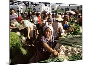 Vegetable Seller, Osh Bazaar, Bishkek, Kyrgyzstan, Central Asia-Upperhall-Mounted Photographic Print