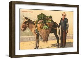 Vegetable Seller with Donkey, Italy-null-Framed Art Print