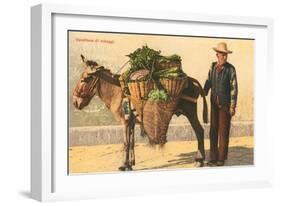 Vegetable Seller with Donkey, Italy-null-Framed Art Print