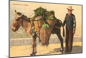 Vegetable Seller with Donkey, Italy-null-Mounted Art Print