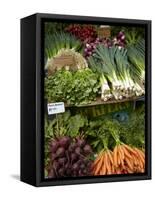 Vegetable Stall at Saturday Market, Salamanca Place, Hobart, Tasmania, Australia-David Wall-Framed Stretched Canvas