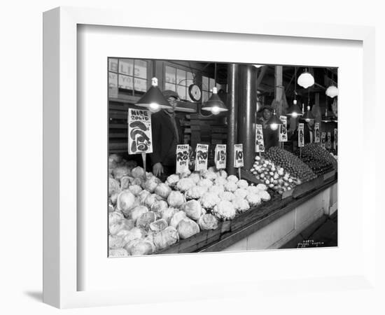 Vegetable Stands at Market, Pike Place, Seattle, 1926-Asahel Curtis-Framed Giclee Print