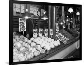 Vegetable Stands at Market, Pike Place, Seattle, 1926-Asahel Curtis-Framed Giclee Print