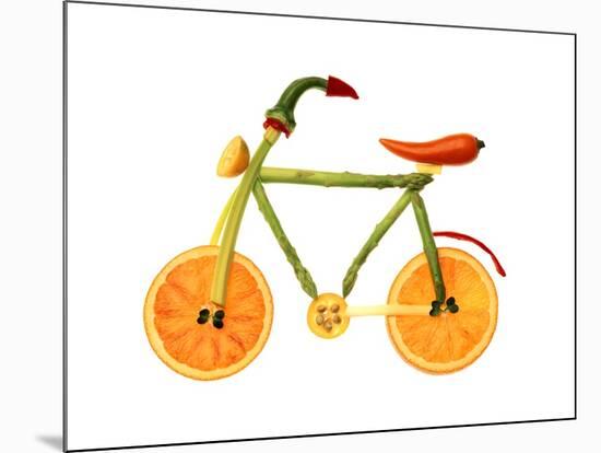 Vegetables and Fruit Forming the Shape of a Bicycle-Luzia Ellert-Mounted Photographic Print