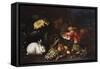Vegetables and Fruit with Rabbits in a Landscape-George Wesley Bellows-Framed Stretched Canvas