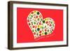 Vegetables and Fruits in White Heart on Red Background.-MeePoohyaphoto-Framed Art Print