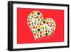 Vegetables and Fruits in White Heart on Red Background.-MeePoohyaphoto-Framed Art Print