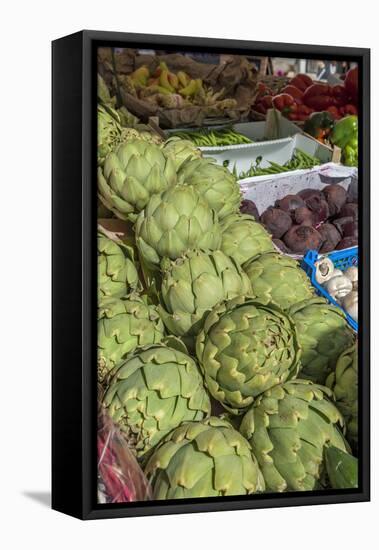 Vegetables at outdoor market, Honfleur, Normandy, France-Lisa S. Engelbrecht-Framed Stretched Canvas