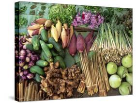 Vegetables for Sale in a Market in Laos, Indochina, Southeast Asia-Tim Hall-Stretched Canvas