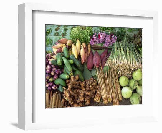 Vegetables for Sale in a Market in Laos, Indochina, Southeast Asia-Tim Hall-Framed Photographic Print