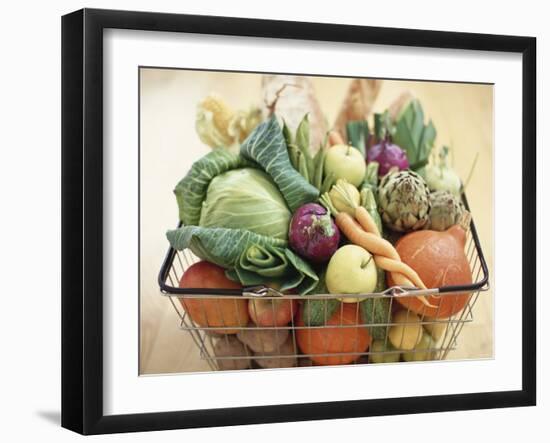 Vegetables, Fruit and Bread in Basket-Frank Adam-Framed Photographic Print