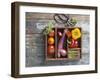 Vegetables in Wooden Crate-James Carrier-Framed Photographic Print