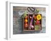 Vegetables in Wooden Crate-James Carrier-Framed Photographic Print