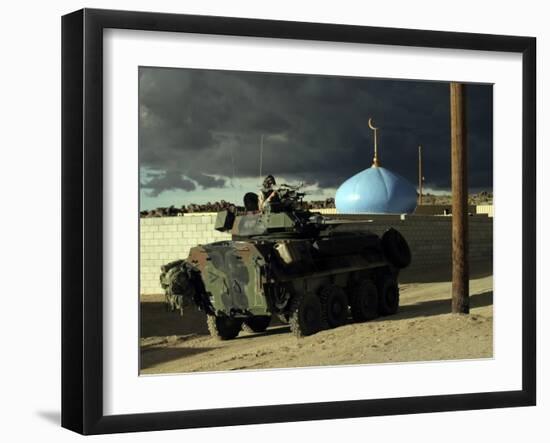 Vehicle Commander Glares into the Military Operations on Urban Terrain Town-Stocktrek Images-Framed Photographic Print