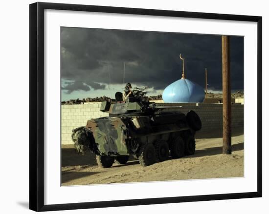 Vehicle Commander Glares into the Military Operations on Urban Terrain Town-Stocktrek Images-Framed Photographic Print